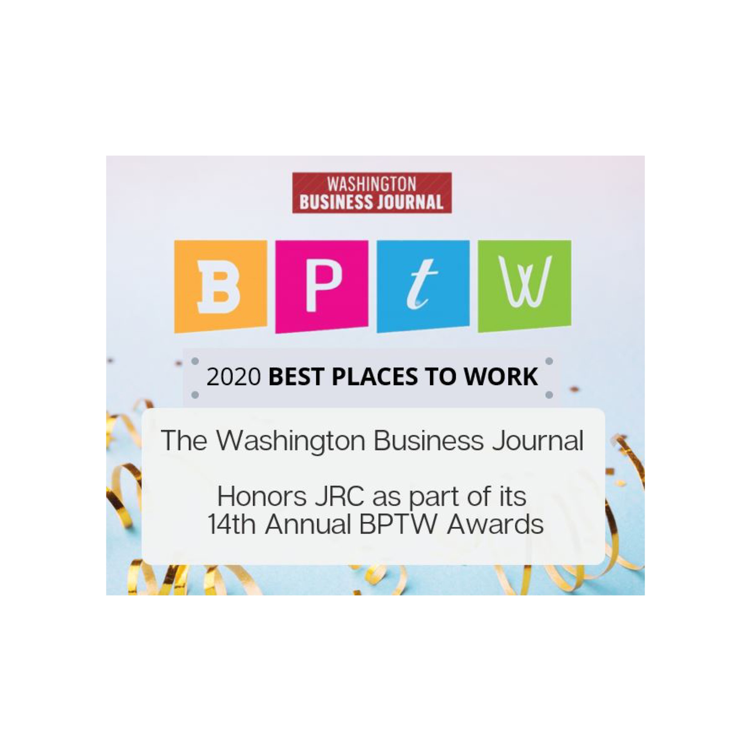 The Washington Business Journal Honors JRC Integrated Systems, Inc. as Part of the 14th Annual Best Places to Work Awards